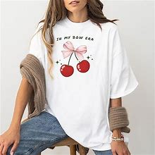 Gildan Cherry Coquette Clothing Preppy Shirt, Coquette Top, Coquette Shirt, Bow Era Bow - New Women | Color: White | Size: L