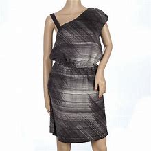 Gap Black White Mod Striated Asymmetric Shoulder Blouson Dress 10