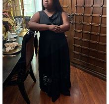 Eshakti Dresses | Black Maxi Cloth Dress With Embroidered Bottom | Color: Black | Size: 1X