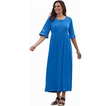 Plus Size Women's Crochet Trim Empire Knit Dress By Woman Within In Bright Cobalt (Size L)