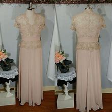 Emma Street Dresses | Emma Street Champagne Lace Chiffon Dress Gown | Color: Cream | Size: 12