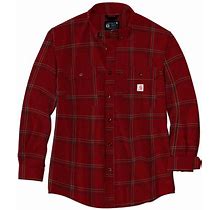 Carhartt Men's Loose Fit Midweight Chambray Long Sleeve Plaid Shirt, Dark Barn Red SKU - 103640