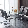5 Pieces Glass Dining Table Set,Dining Chairs Set Of 4,Rectangular Kitchen Table With Clear Tempered Glass Top,Modern Dining Table And Chairs Set For