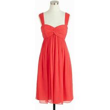 J Crew Red Suzy Dress In Silk Chiffon Sweetheart Neck Homecoming Petite 4 P4 NEW