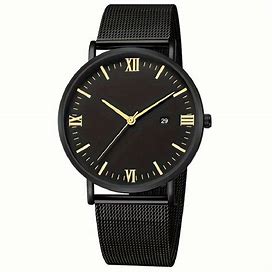 Fashion Men's Ultra-Thin Calendar Quartz Watch, Simple Mesh Strap Men's Watch,Handpicked,Temu