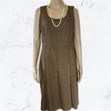 Loft Dresses | Ann Taylor Loft Petite Tweed Wool Blend Pleated Sleeveless Jumper Dress 00P | Color: Brown/Tan | Size: 00P