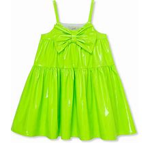 Peek Littlebig Girls 2T-10 Sleeveless Faux Leather Shift Dress, , Lime4/5