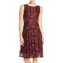 Gabby Skye Dresses | Gabby Skye Metallic Lace A-Line Dress 12 | Color: Black/Red | Size: 12