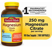 Nature Made Magnesium Citrate 250 Mg Softgels - 180 Ct