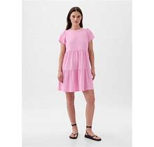 Women's Tiered Mini Dress By Gap Sugar Pink Size M
