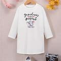 Grandma's Little Beanuts Print Little Girls Casual Long Sleeve Dress Pullover Comfy Tee Dresses For A Fashionable Look,White,Trending,Temu