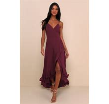 Purple In Love Forever Plum Lace-Up High-Low Maxi Dress | Womens | Medium (Available In XXS) | 100% Polyester | Lulus Exclusive | Backless Dresses