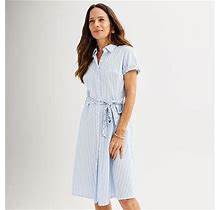 Petite Croft & Barrow® Belted Shirt Dress, Women's, Size: Medium Petite, Blue