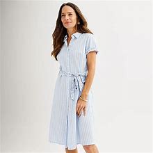 Petite Croft & Barrow® Belted Shirt Dress, Women's, Size: Small Petite, Blue