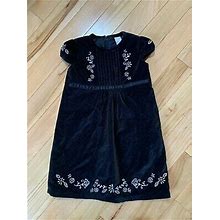 Old Navy Black Velour Short Sleeve Embroidered Dress Sz 4T