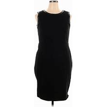 Talbots Casual Dress - Sheath Crew Neck Sleeveless: Black Print Dresses - Women's Size 14
