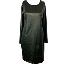 NWT Petro Nila Dress Womens Sz M Black Faux Leather Long Sleeve Bodycon Stretch