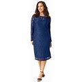 Jessica London Women's Blue Plus Stretch Lace Shift Dress By In Evening () Size 24