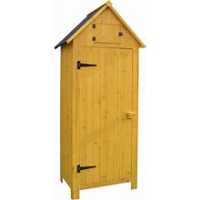 Hanover Outdoor Vertical Wooden Storage Shed For Tools, Equipment, Garden Supplies, With Shelf And Locking Latch, 8.7 Cu. Ft. Capacity - Hanws0102-Yel