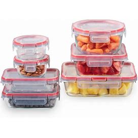 Pyrex Freshlock 14-Piece Mixed Size Glass Food Storage Meal Prep Container Set, Airtight & Leakproof With Locking Lids, For Lunch And Meal Prep,