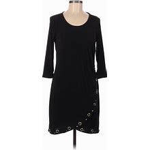 NY Collection Casual Dress: Black Solid Dresses - Women's Size Medium Petite