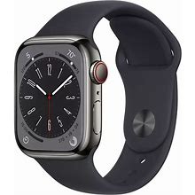 Apple Watch Series 8 41mm Stainless Steel Case With Sport Band - ML In Graphite In Midnight Blue | Smartwatch | Verizon (With Contract)