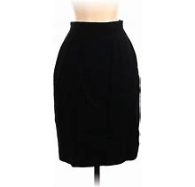 Wool Skirt: Black Solid Bottoms - Women's Size 2 Petite