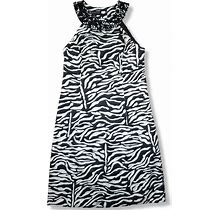 INC Black White Zebra Print Satin Mini Beaded Keyhole Halter Dress Size 2