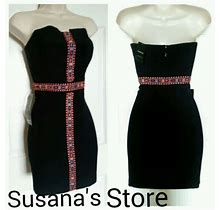 Bebe Embroidered Strapless Dress Size Xs Strapless Little Black Dress