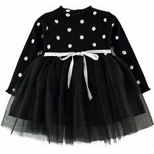 Ytianh Formal Dresses Girls Dress Girls Lace Princess Dress Long Sleeve Party Pageant Tulle Kids Vintage Dress Black,10
