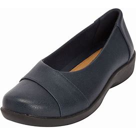 Extra Wide Width Women's The Gab Slip On Flat By Comfortview In Navy (Size 10 1/2 WW)