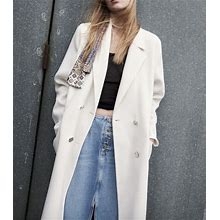 Zara Women Wool Blend Whiite Oversized Coat Double Faced 4070/221 m
