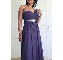 Allure Bridals Bridesmaids One Shoulder Purple Chiffon Maxi Gown Size