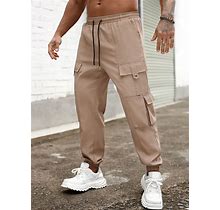 Men's Cargo Pocket Drawstring Waist Pants,XL