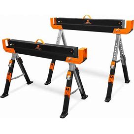 Adjustable Folding Sawhorse 2-Pack 32 Inch With 1300 Lbs Capacity