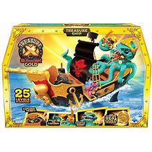Treasure X Sunken Gold Treasure Ship Playset - 25 Levels Of Adventure | Find Guaranteed Real Gold Dipped Treasure | Interactive Fun For All, Treasure