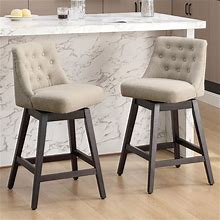 Dorlicecass Counter Height Bar Stools- Swivel Bar Stools Set Of 2 360 Free Swivel Solid Wood Legs Height With Back (Beige, 29" Counter Height 2