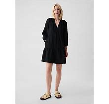 Women's Crinkle Gauze Tiered Mini Dress By Gap Black Petite Size S