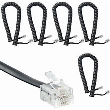 Newhouse Hardware 7 ft Uncoiled/1.33 ft Coiled Telephone Handset Cord, With RJ9 (4P4c) Connectors, Used To Connect The Telephone And Handset, 5-Pack,