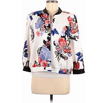 New York Clothing Co. Jacket: Below Hip White Print Jackets & Outerwear - Women's Size Medium