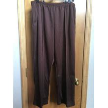 HABAND Womens Knit Pants Plus SIZE 20P Brown Elastic Waist Center Seam Pockets