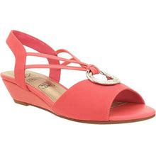 Impo Women's Raizel Memory Foam Stretch Ornamented Wedge Sandals - Rosey Coral - Size 7.5m