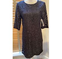 Equipment Femme Black Aubrey Floral Lace Dress Size Xs $368. P12930