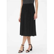 Gap Softspun Midi Circle Skirt, Black, Poly/Rayon, Solid, Size L Tall,