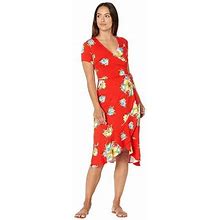 Ralph Lauren RED Petite Floral Stretch Jersey Dress, US Petite Small