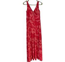 Isaac Mizrahi Womens Maxi Sleeveless Dress, Wrap Neckline, Coral Size