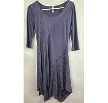 Monoreno Womens Dress Sz Small Purple Lace Insert 3/4 Sleeve Uneven