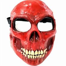 Dead Head Props HALLOWEEN HORROR Mask - Realistic Resin Red Skull Mask Reaper