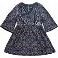 As U Wish Dresses | Black Floral Babydoll Dress Sz L | Color: Black/Blue | Size: L