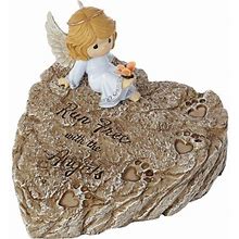 Precious Moments Inc. Garden Stone-Angel On Heart Shaped Stone With Paw Prints